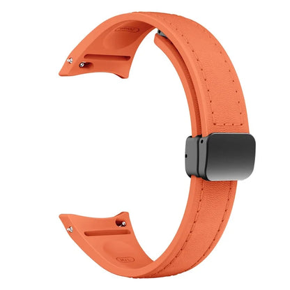 For Samsung Watch FE 40mm / Watch4 Classic Active / Watch 5 / Watch6 Classic Magnetic Buckle Leather+Silicone Strap