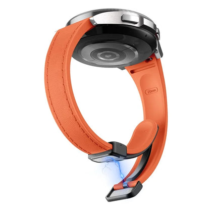 For Samsung Watch FE 40mm / Watch4 Classic Active / Watch 5 / Watch6 Classic Magnetic Buckle Leather+Silicone Strap