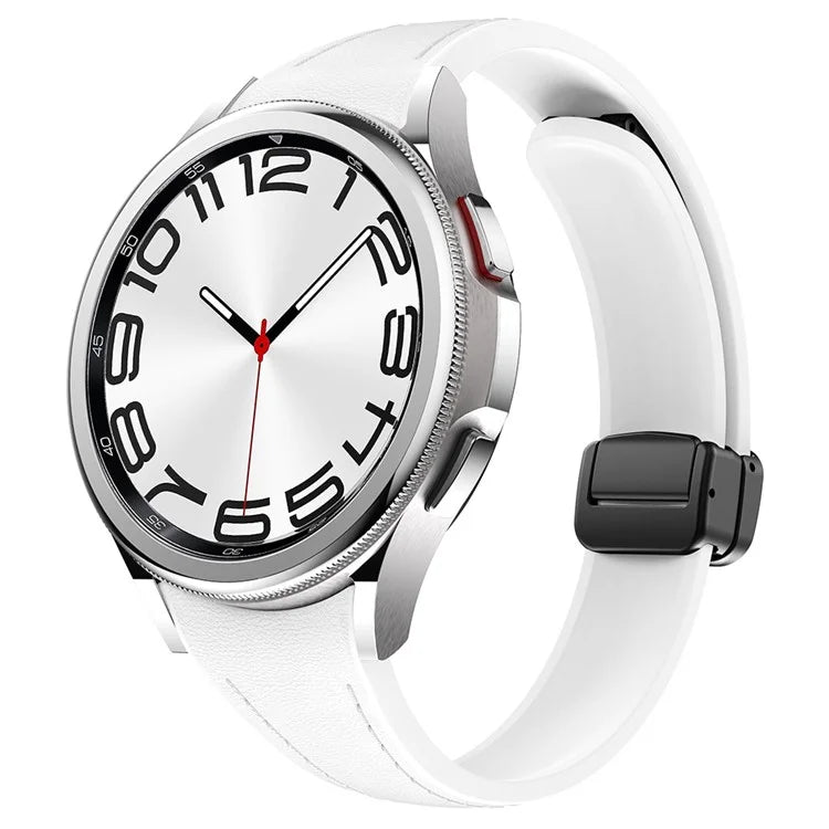 For Samsung Watch FE 40mm / Watch4 Classic Active / Watch 5 / Watch6 Classic Magnetic Buckle Leather+Silicone Strap