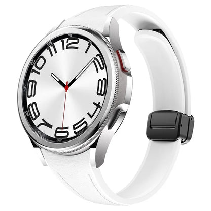 For Samsung Watch FE 40mm / Watch4 Classic Active / Watch 5 / Watch6 Classic Magnetic Buckle Leather+Silicone Strap