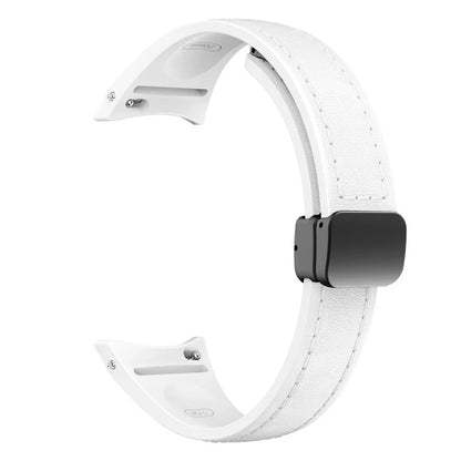 For Samsung Watch FE 40mm / Watch4 Classic Active / Watch 5 / Watch6 Classic Magnetic Buckle Leather+Silicone Strap