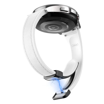For Samsung Watch FE 40mm / Watch4 Classic Active / Watch 5 / Watch6 Classic Magnetic Buckle Leather+Silicone Strap