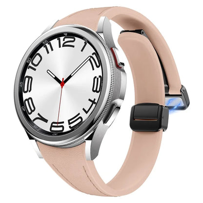 For Samsung Watch FE 40mm / Watch4 Classic Active / Watch 5 / Watch6 Classic Magnetic Buckle Leather+Silicone Strap