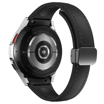 For Samsung Watch FE 40mm / Watch4 Classic Active / Watch 5 / Watch6 Classic Magnetic Buckle Leather+Silicone Strap