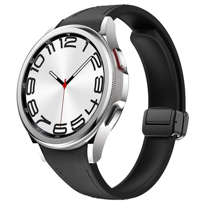 For Samsung Watch FE 40mm / Watch4 Classic Active / Watch 5 / Watch6 Classic Magnetic Buckle Leather+Silicone Strap