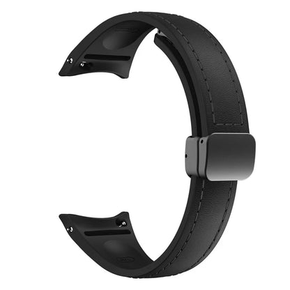 For Samsung Watch FE 40mm / Watch4 Classic Active / Watch 5 / Watch6 Classic Magnetic Buckle Leather+Silicone Strap