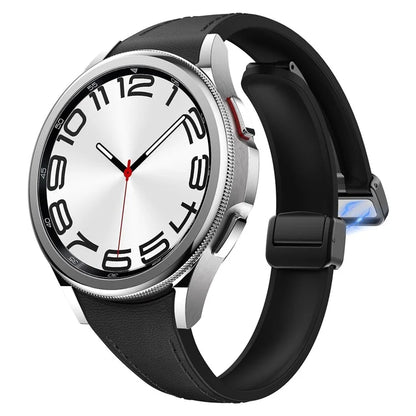For Samsung Watch FE 40mm / Watch4 Classic Active / Watch 5 / Watch6 Classic Magnetic Buckle Leather+Silicone Strap
