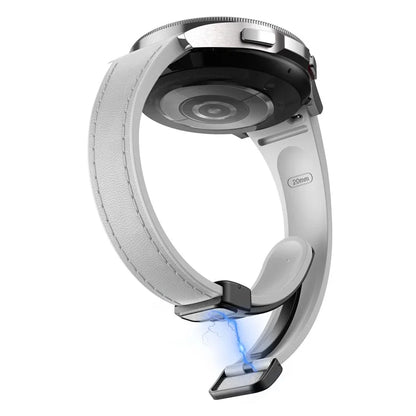 For Samsung Watch FE 40mm / Watch4 Classic Active / Watch 5 / Watch6 Classic Magnetic Buckle Leather+Silicone Strap