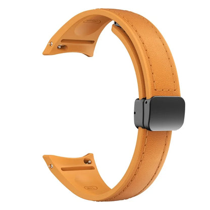 For Samsung Watch FE 40mm / Watch4 Classic Active / Watch 5 / Watch6 Classic Magnetic Buckle Leather+Silicone Strap