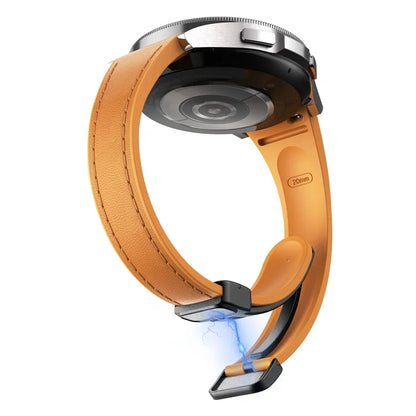 For Samsung Watch FE 40mm / Watch4 Classic Active / Watch 5 / Watch6 Classic Magnetic Buckle Leather+Silicone Strap