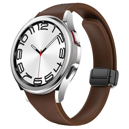 For Samsung Watch FE 40mm / Watch4 Classic Active / Watch 5 / Watch6 Classic Magnetic Buckle Leather+Silicone Strap