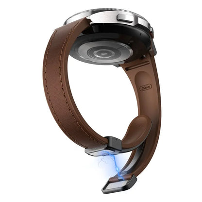 For Samsung Watch FE 40mm / Watch4 Classic Active / Watch 5 / Watch6 Classic Magnetic Buckle Leather+Silicone Strap