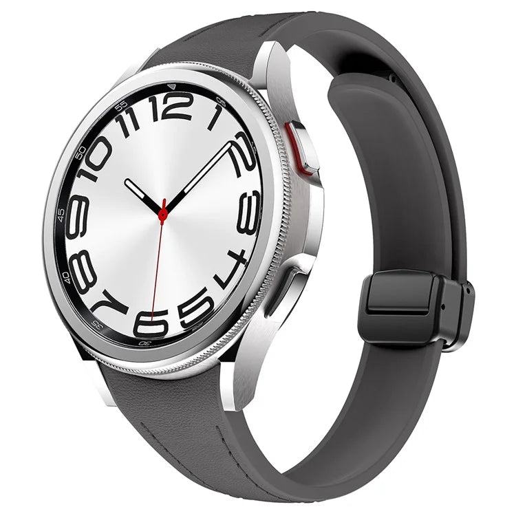 For Samsung Watch FE 40mm / Watch4 Classic Active / Watch 5 / Watch6 Classic Magnetic Buckle Leather+Silicone Strap