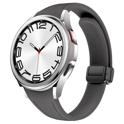 For Samsung Watch FE 40mm / Watch4 Classic Active / Watch 5 / Watch6 Classic Magnetic Buckle Leather+Silicone Strap