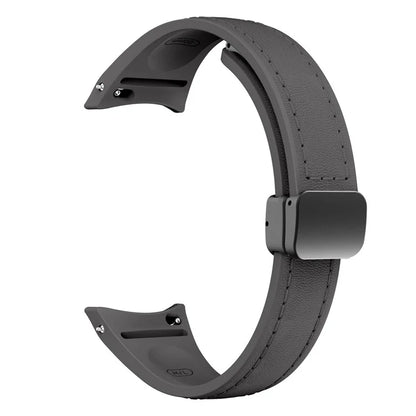 For Samsung Watch FE 40mm / Watch4 Classic Active / Watch 5 / Watch6 Classic Magnetic Buckle Leather+Silicone Strap