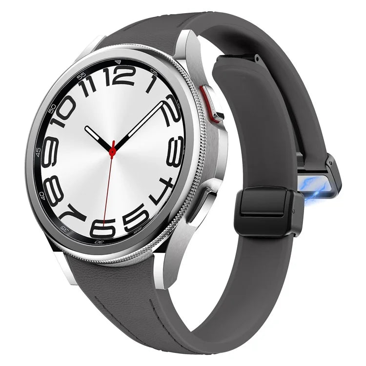For Samsung Watch FE 40mm / Watch4 Classic Active / Watch 5 / Watch6 Classic Magnetic Buckle Leather+Silicone Strap