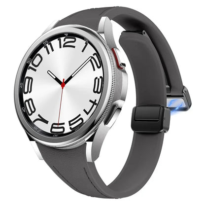 For Samsung Watch FE 40mm / Watch4 Classic Active / Watch 5 / Watch6 Classic Magnetic Buckle Leather+Silicone Strap