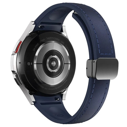 For Samsung Watch FE 40mm / Watch4 Classic Active / Watch 5 / Watch6 Classic Magnetic Buckle Leather+Silicone Strap