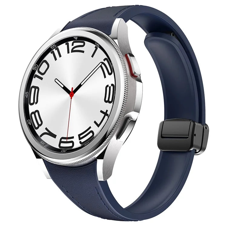 For Samsung Watch FE 40mm / Watch4 Classic Active / Watch 5 / Watch6 Classic Magnetic Buckle Leather+Silicone Strap