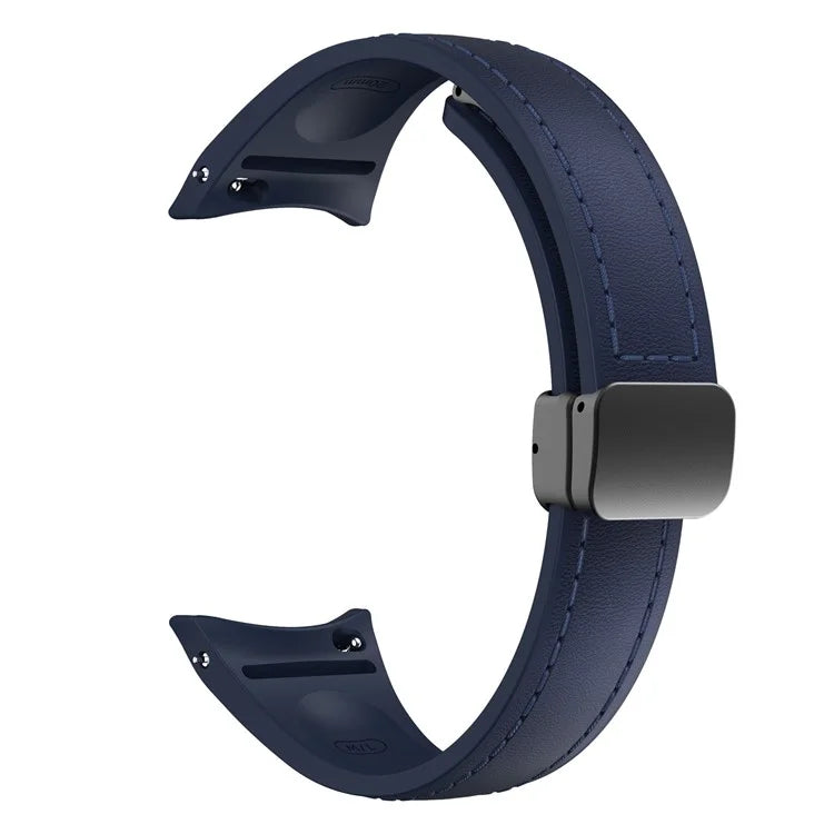 For Samsung Watch FE 40mm / Watch4 Classic Active / Watch 5 / Watch6 Classic Magnetic Buckle Leather+Silicone Strap