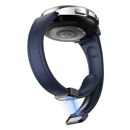 For Samsung Watch FE 40mm / Watch4 Classic Active / Watch 5 / Watch6 Classic Magnetic Buckle Leather+Silicone Strap