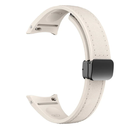 For Samsung Watch FE 40mm / Watch4 Classic Active / Watch 5 / Watch6 Classic Magnetic Buckle Leather+Silicone Strap