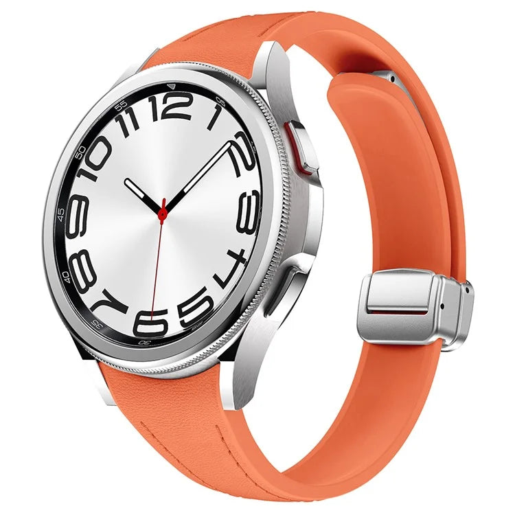 For Samsung Watch FE 40mm / Watch4 Classic Active / Watch 5 / Watch6 Classic Magnetic Buckle Leather+Silicone Strap