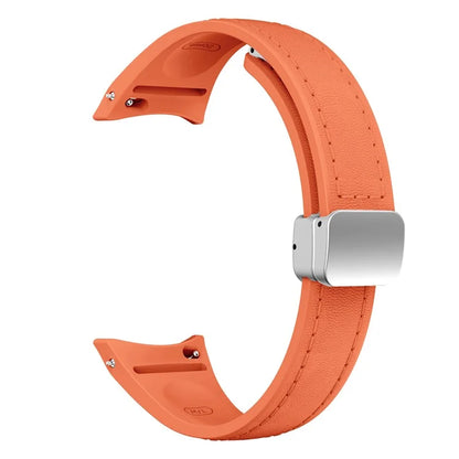 For Samsung Watch FE 40mm / Watch4 Classic Active / Watch 5 / Watch6 Classic Magnetic Buckle Leather+Silicone Strap