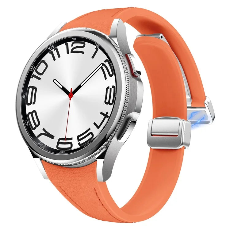 For Samsung Watch FE 40mm / Watch4 Classic Active / Watch 5 / Watch6 Classic Magnetic Buckle Leather+Silicone Strap