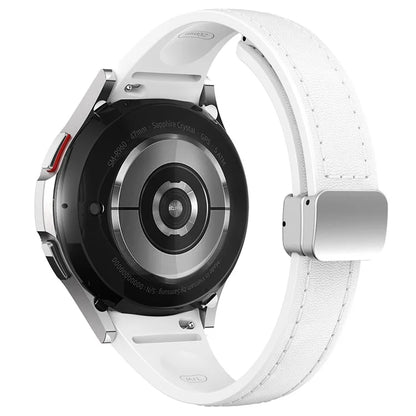 For Samsung Watch FE 40mm / Watch4 Classic Active / Watch 5 / Watch6 Classic Magnetic Buckle Leather+Silicone Strap