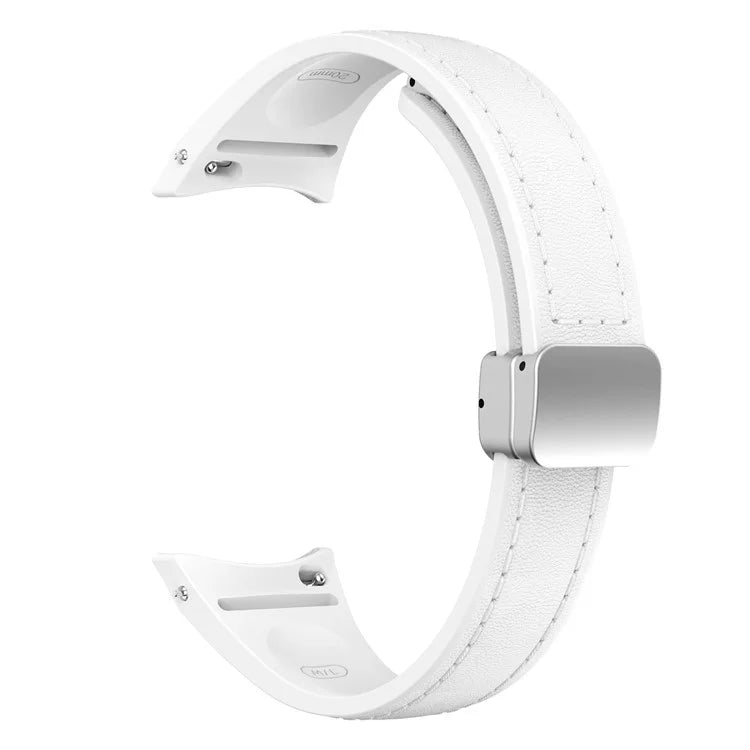 For Samsung Watch FE 40mm / Watch4 Classic Active / Watch 5 / Watch6 Classic Magnetic Buckle Leather+Silicone Strap