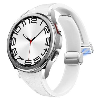 For Samsung Watch FE 40mm / Watch4 Classic Active / Watch 5 / Watch6 Classic Magnetic Buckle Leather+Silicone Strap