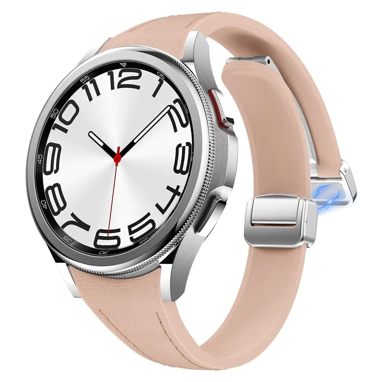 For Samsung Watch FE 40mm / Watch4 Classic Active / Watch 5 / Watch6 Classic Magnetic Buckle Leather+Silicone Strap