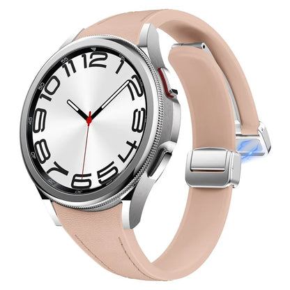 For Samsung Watch FE 40mm / Watch4 Classic Active / Watch 5 / Watch6 Classic Magnetic Buckle Leather+Silicone Strap