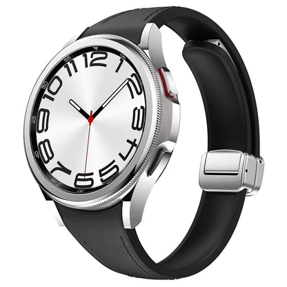For Samsung Watch FE 40mm / Watch4 Classic Active / Watch 5 / Watch6 Classic Magnetic Buckle Leather+Silicone Strap