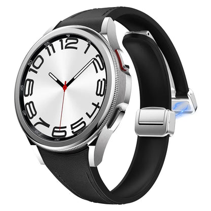 For Samsung Watch FE 40mm / Watch4 Classic Active / Watch 5 / Watch6 Classic Magnetic Buckle Leather+Silicone Strap