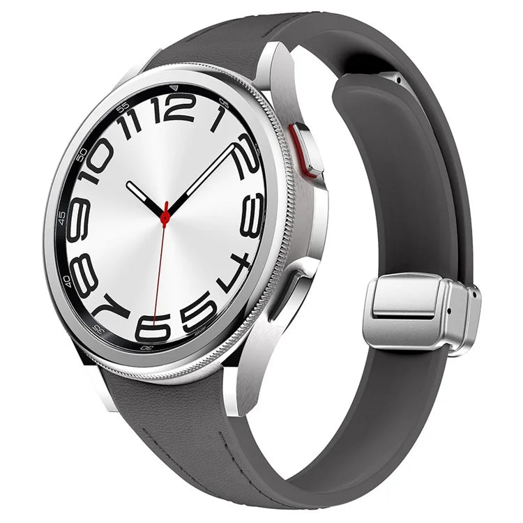 For Samsung Watch FE 40mm / Watch4 Classic Active / Watch 5 / Watch6 Classic Magnetic Buckle Leather+Silicone Strap