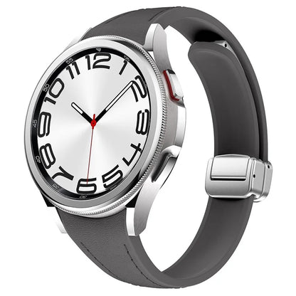 For Samsung Watch FE 40mm / Watch4 Classic Active / Watch 5 / Watch6 Classic Magnetic Buckle Leather+Silicone Strap