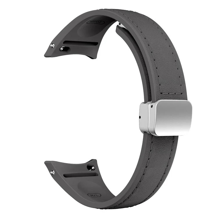 For Samsung Watch FE 40mm / Watch4 Classic Active / Watch 5 / Watch6 Classic Magnetic Buckle Leather+Silicone Strap