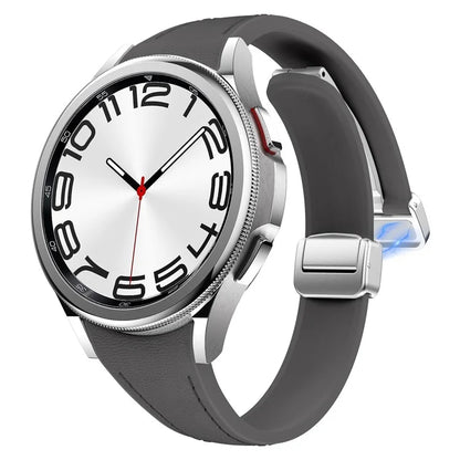 For Samsung Watch FE 40mm / Watch4 Classic Active / Watch 5 / Watch6 Classic Magnetic Buckle Leather+Silicone Strap