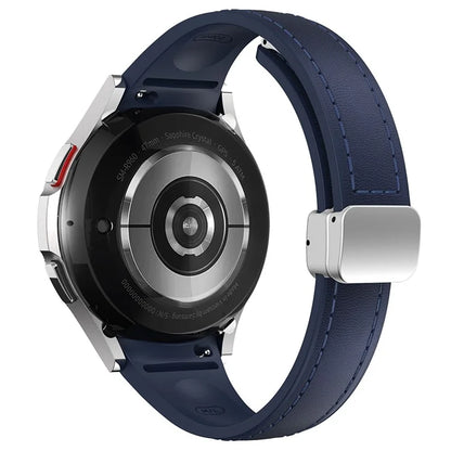 For Samsung Watch FE 40mm / Watch4 Classic Active / Watch 5 / Watch6 Classic Magnetic Buckle Leather+Silicone Strap