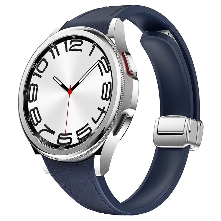 For Samsung Watch FE 40mm / Watch4 Classic Active / Watch 5 / Watch6 Classic Magnetic Buckle Leather+Silicone Strap