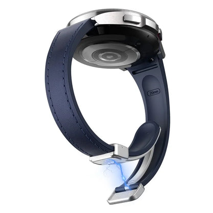 For Samsung Watch FE 40mm / Watch4 Classic Active / Watch 5 / Watch6 Classic Magnetic Buckle Leather+Silicone Strap