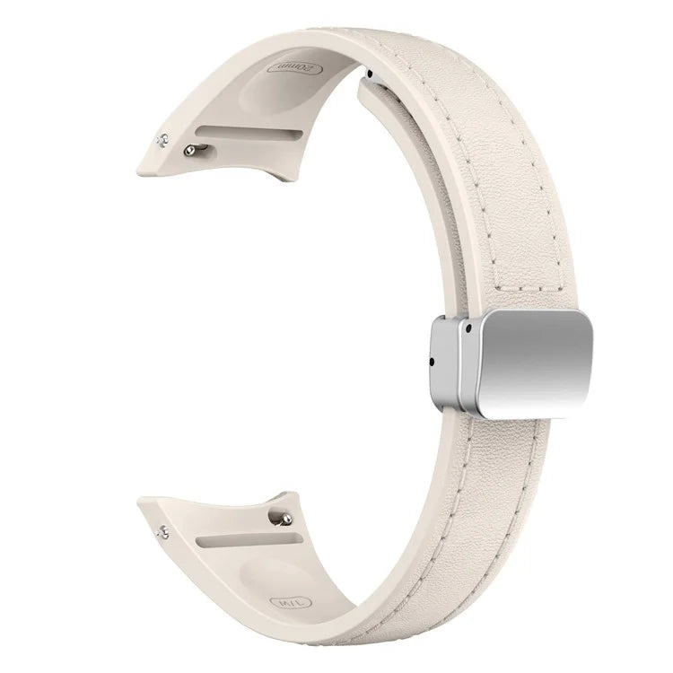 For Samsung Watch FE 40mm / Watch4 Classic Active / Watch 5 / Watch6 Classic Magnetic Buckle Leather+Silicone Strap