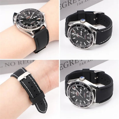 For Huawei Watch GT 4 41mm / Garmin Venu 3S Watch Band 18mm Waterproof Fluorubber Wrist Strap