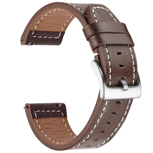 For Huawei Watch GT 4 46mm / Watch 4 / Watch 4 Pro Strap 22mm Genuine Cow Leather Stitching Lines Watch Band