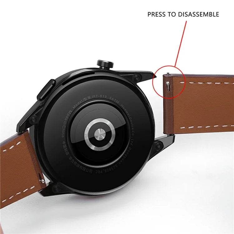 For Huawei Watch GT 4 46mm / Watch 4 / Watch 4 Pro Strap 22mm Genuine Cow Leather Stitching Lines Watch Band