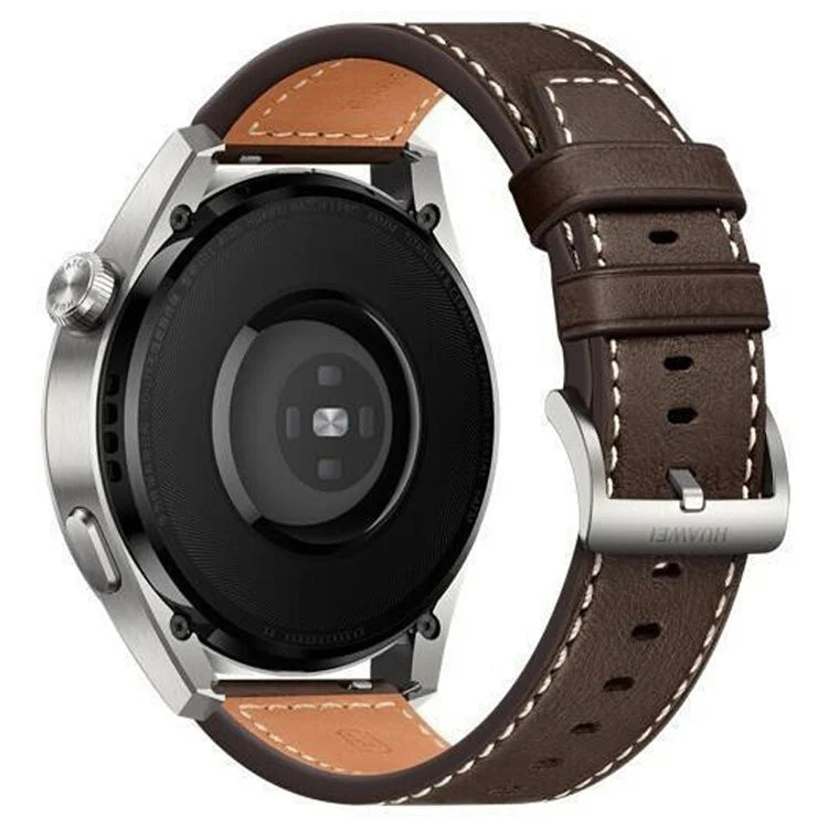 For Huawei Watch GT 4 46mm / Watch 4 / Watch 4 Pro Strap 22mm Genuine Cow Leather Stitching Lines Watch Band