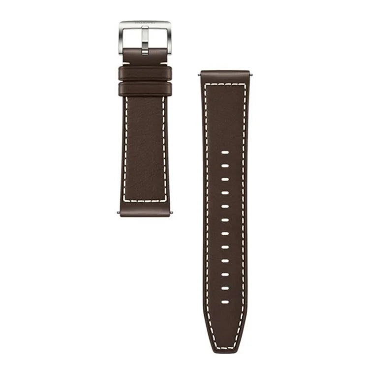 For Huawei Watch GT 4 46mm / Watch 4 / Watch 4 Pro Strap 22mm Genuine Cow Leather Stitching Lines Watch Band