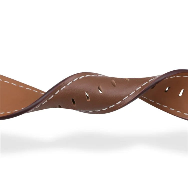 For Huawei Watch GT 4 46mm / Watch 4 / Watch 4 Pro Strap 22mm Genuine Cow Leather Stitching Lines Watch Band